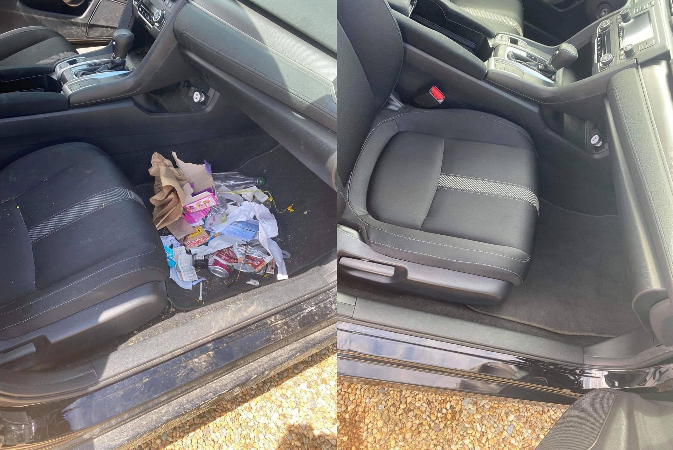 Vacuumed car interior and console